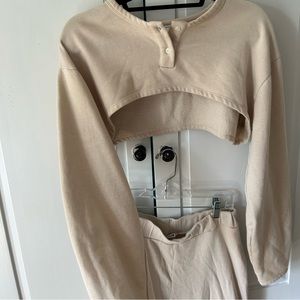 Zara Two Piece Co-ord beige loungewear set